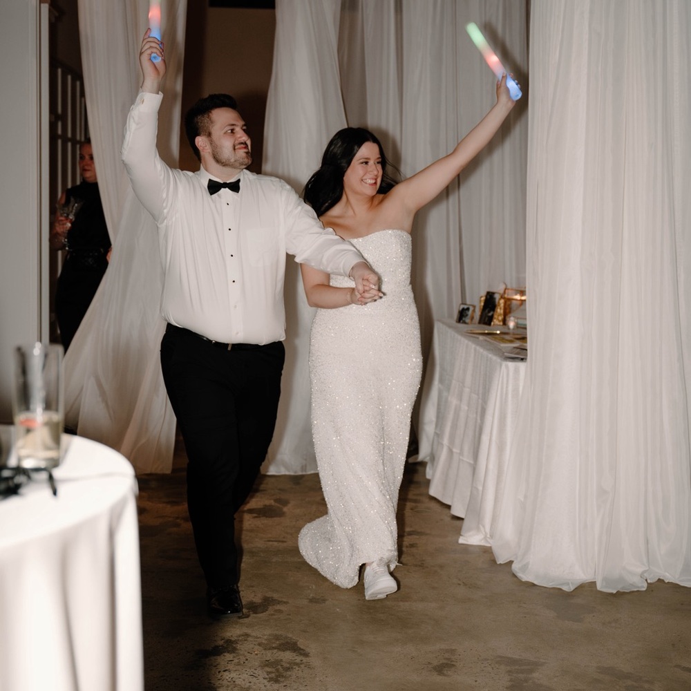 Sparkly Custom Sequin Wedding Reception Dress - image 4